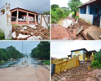 BERTOLÍNIA tem ruas, prédios e comércios destruídos após forte chuva na cidade.