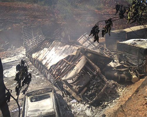 Corpo é achado carbonizado após carretas explodirem na Rodovia da Morte no Piauí